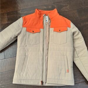 Men's Two-Tone Quilted Jacket - Orange & Tan